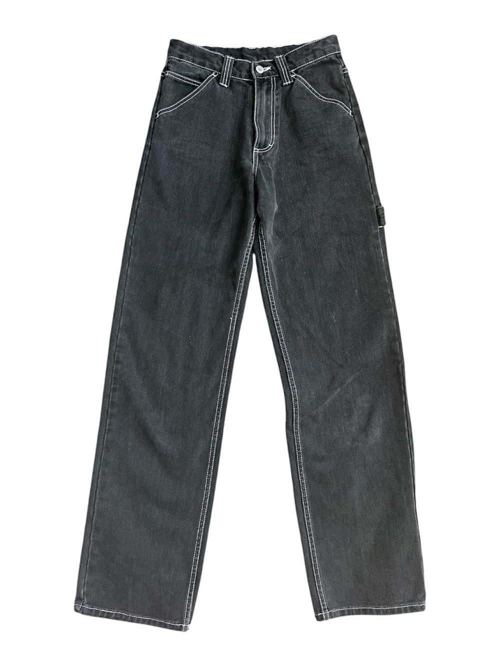 J. Galt Shanghai Faded Black Carpenter Jeans w/white stitching Size Small - Picture 2 of 11